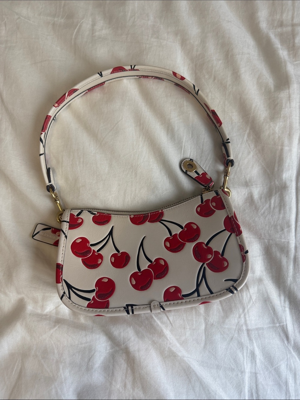 Coach Cherry Print Mini Shoulder Bag - White/Red
